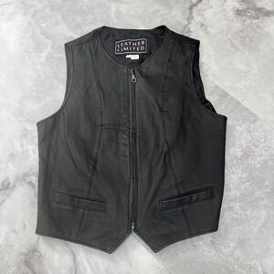 Vintage Leather Limited Vest Black Zipper Closure Women's Size Large L